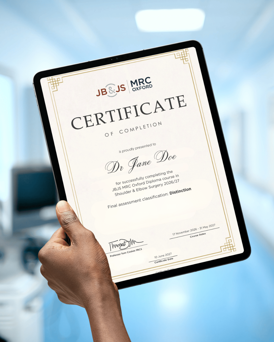 Example certificate
